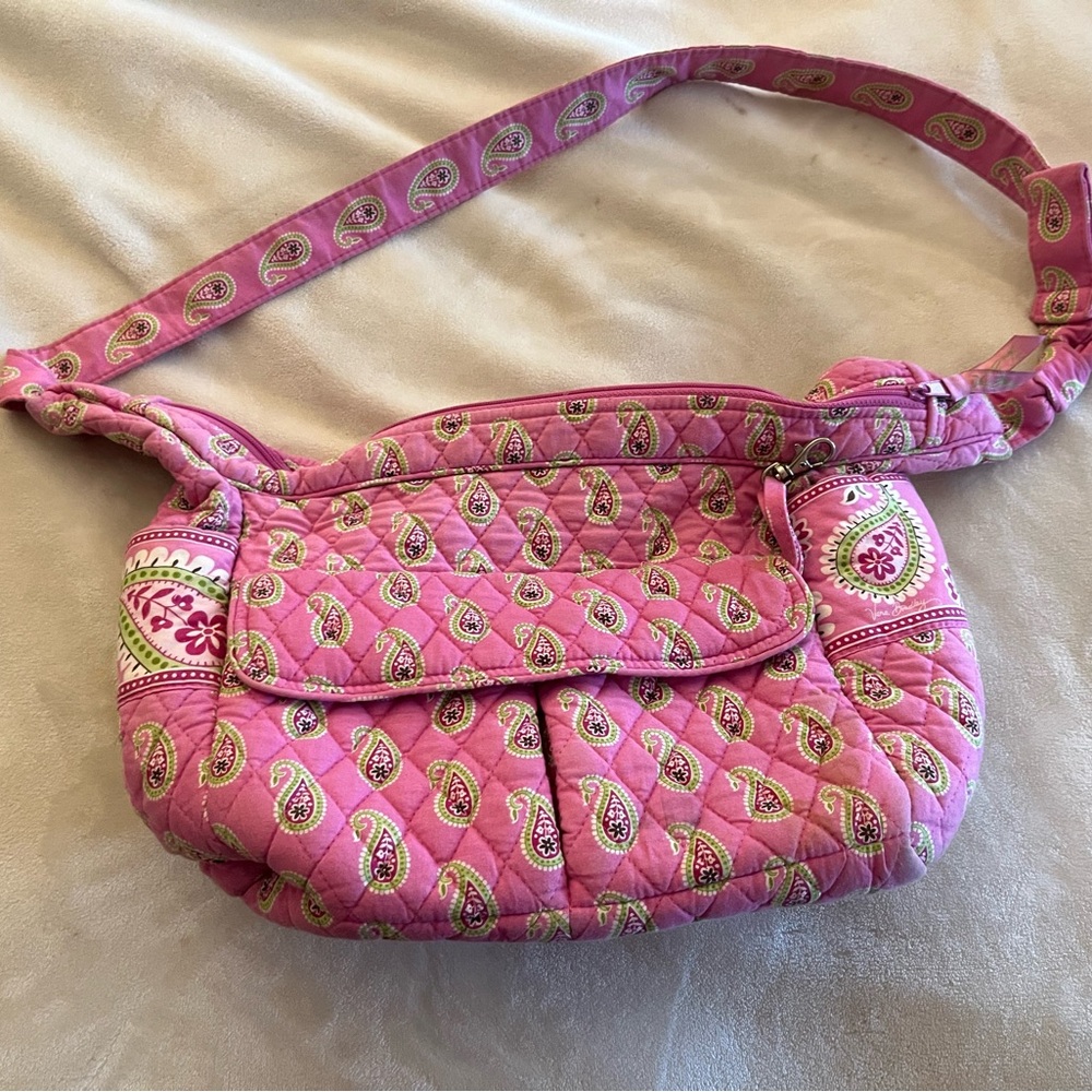 Vera Bradley Pink Quilted Paisley Shoulder Bag School  Bag